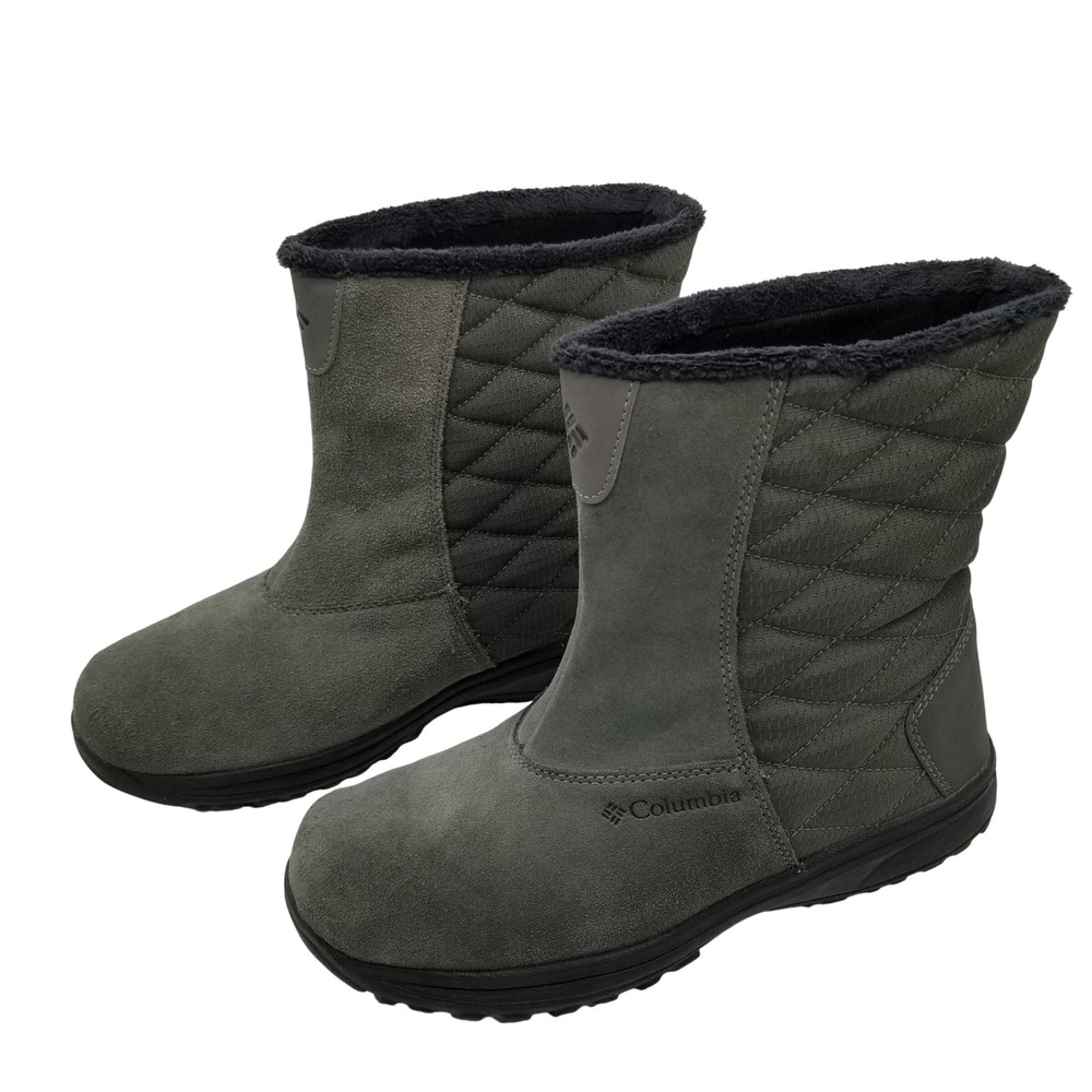 Columbia Winter Boots Women 9 Grey Waterproof Quilted Suede BL5217-339